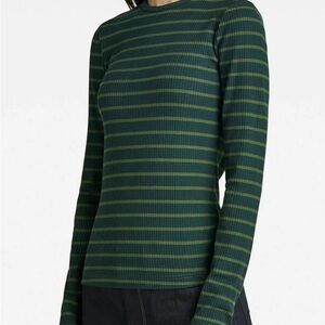 NWT G-Star RAW Green Ribbed Striped Long Sleeve Shirt Medium
